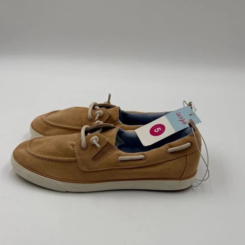 Cat & Jack boys Light Brown Boat Shoes- Size 5